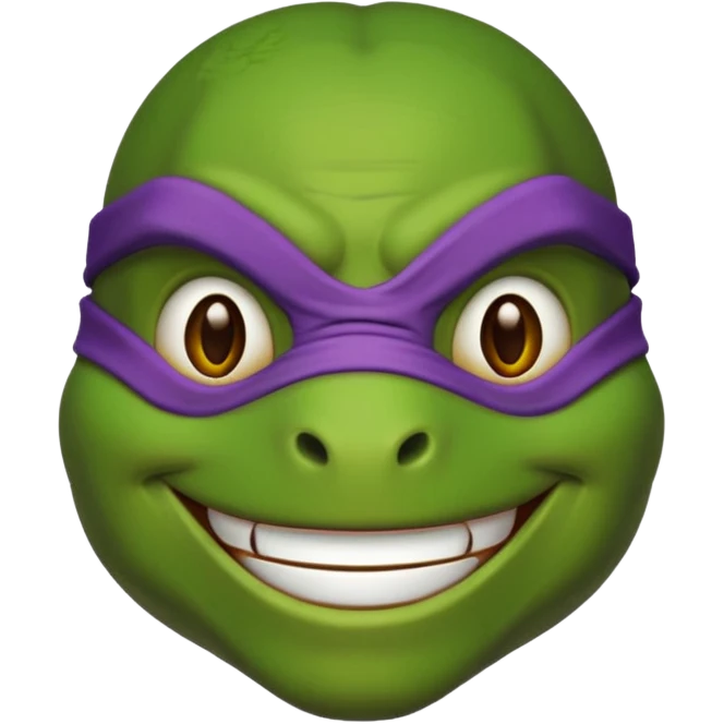 Donatello from Teenage Mutant Ninja Turtles, emoji style, head only, smiling emoji