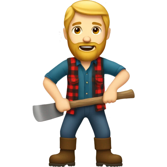 white man lumberjack with beard blond hair chopping firewood emoji