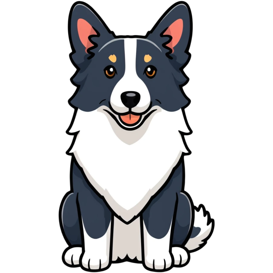 Border collie dog with only one black ear emoji