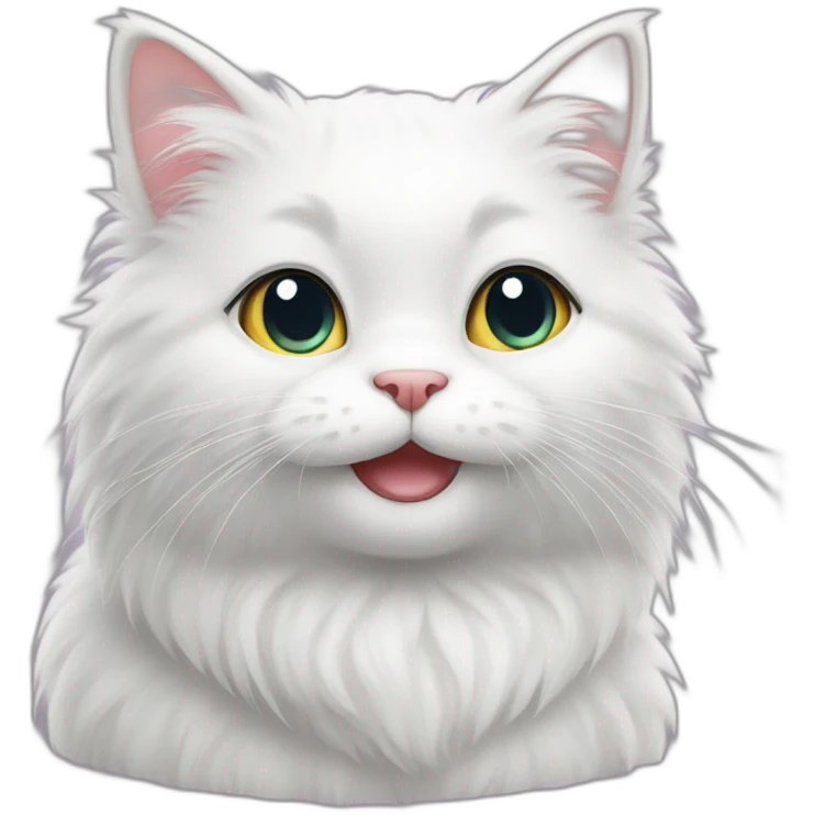 cute white furry cat small happy emoji