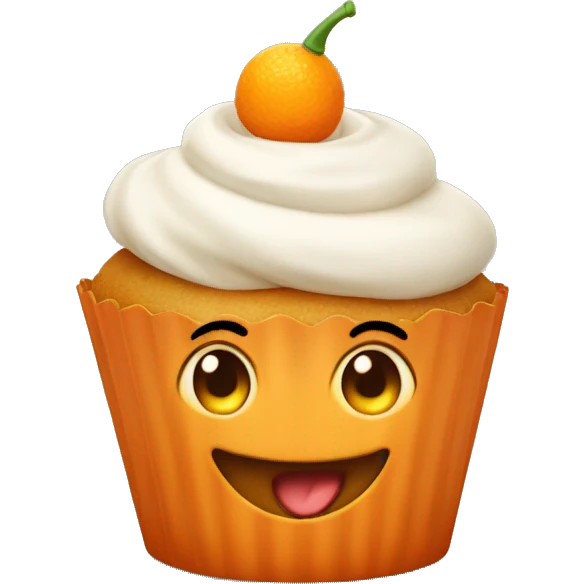 Happy orange cupcake emoji