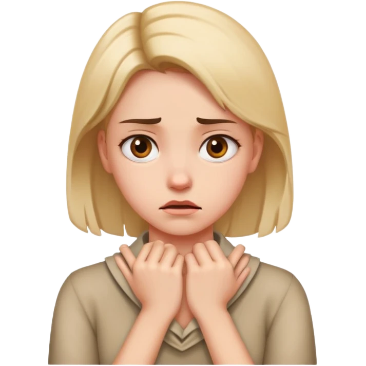 Girl holding her hands around her neck mad  emoji