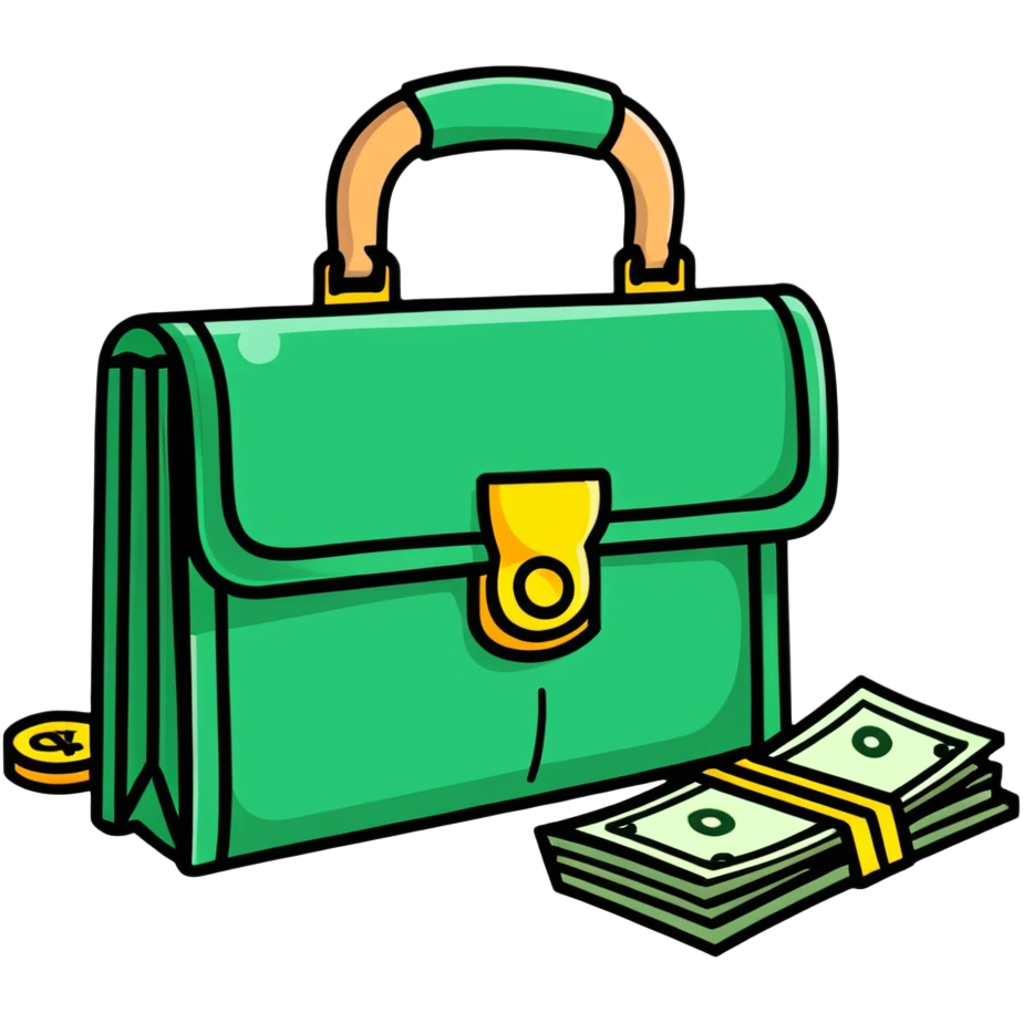 briefcase with money bills spilling out emoji