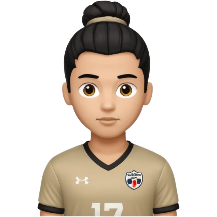 a pretty male bratz footballer. black hair tied in a manbun. light brown skin emoji