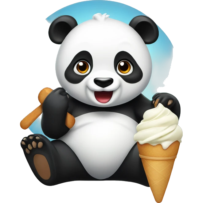 Um panda tomando sorvete emoji