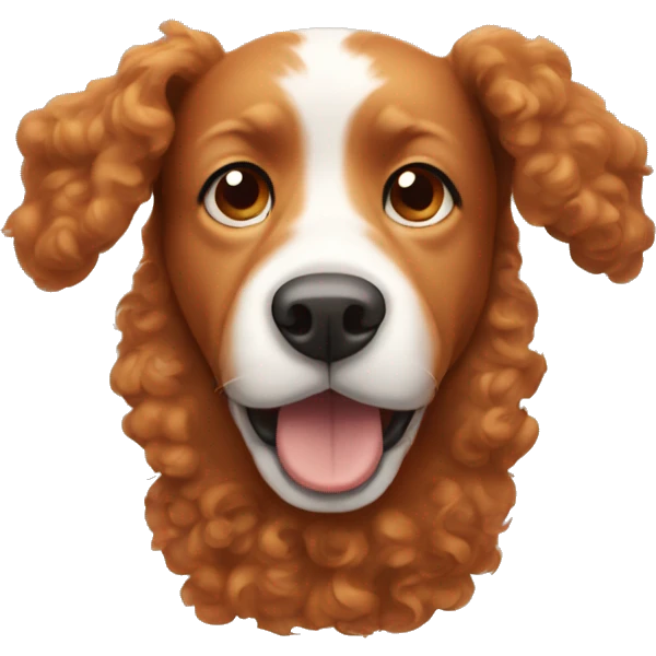 Light red dog with curly hair on ears and a white snout emoji