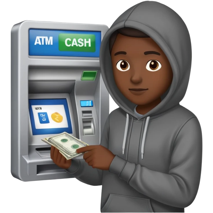 scammer withdrawing money from ATM emoji