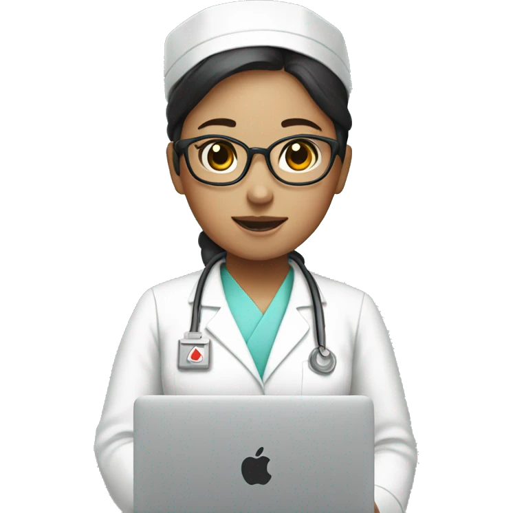 Korean Nurse with macbook emoji