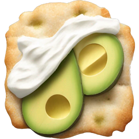 Cracker with cream cheese and chicken and avocado and salt and peper emoji