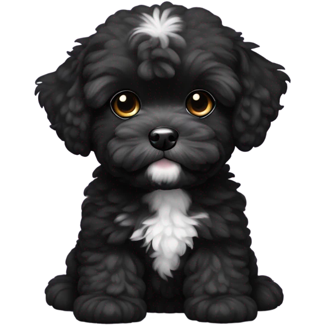 black maltipo puppy with white eyebrows  emoji