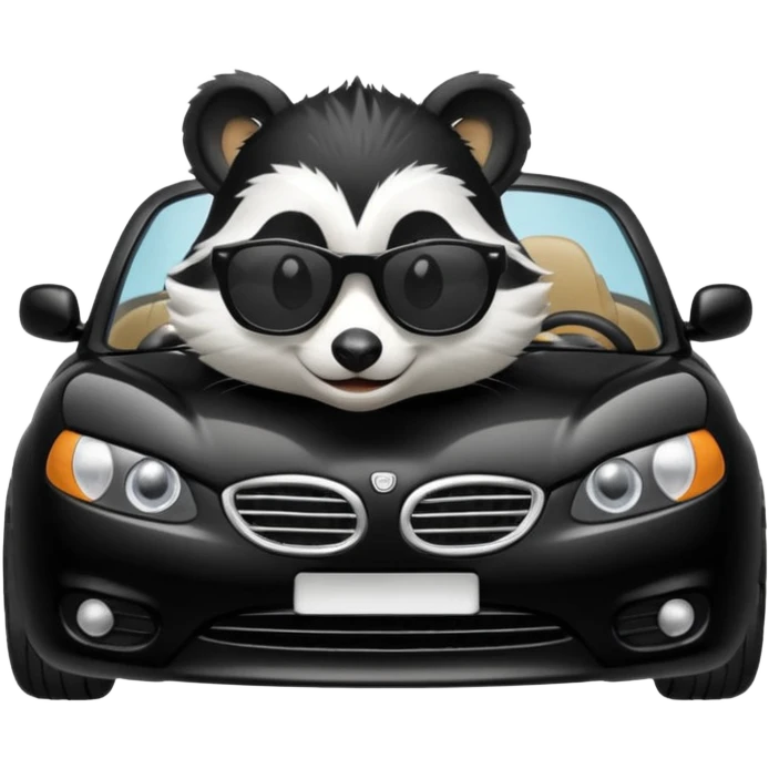 Skunk driving a car emoji