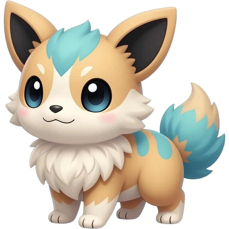 Cute with big black eyes, furry, realistic beautiful chubby Colorful Skilled Adept Graceful Asian Painted Meloetta-Minccino-Absol-Emolga-Pachirisu-fusion-hybrid-creature (full body) emoji