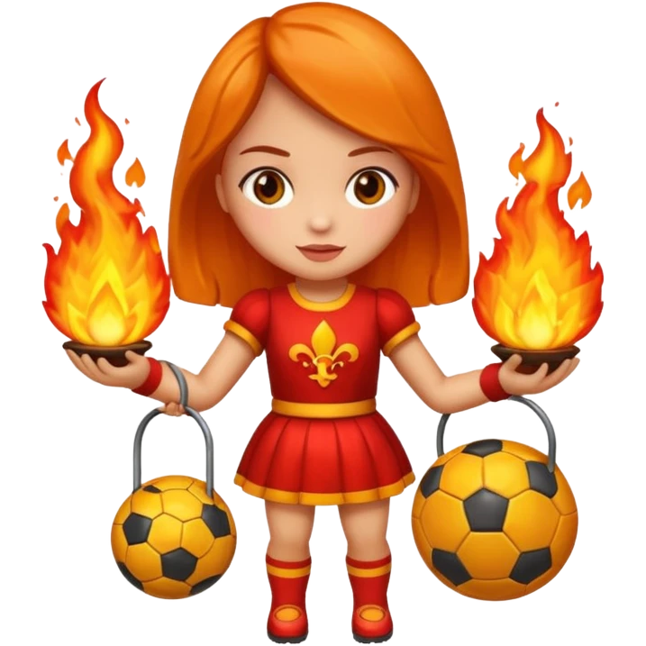 Boneca segurando uma Bola que está queimando emoji