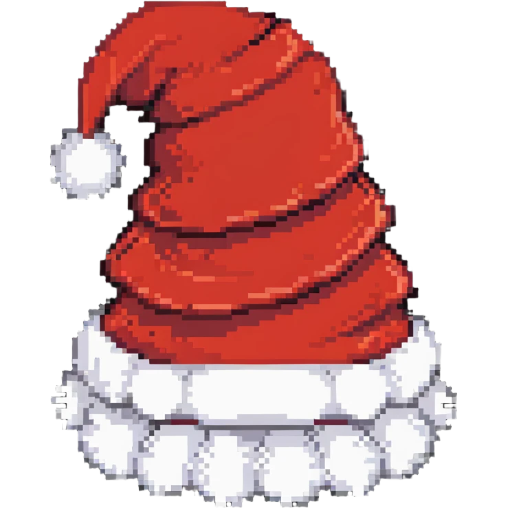 Red Santa hat with white fluffy trim and pom-pom on top emoji