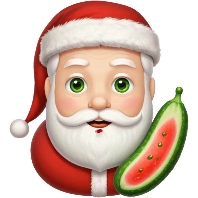 Santa with cucumber slices instead of eyes emoji