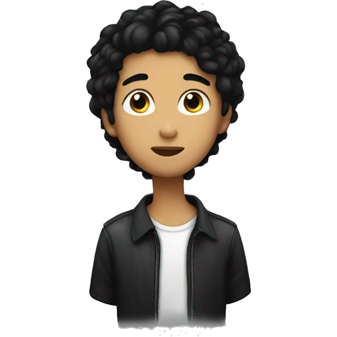 Kiss with black hair boy emoji