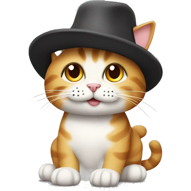 Make a cat wearing a funny hat ￼ emoji