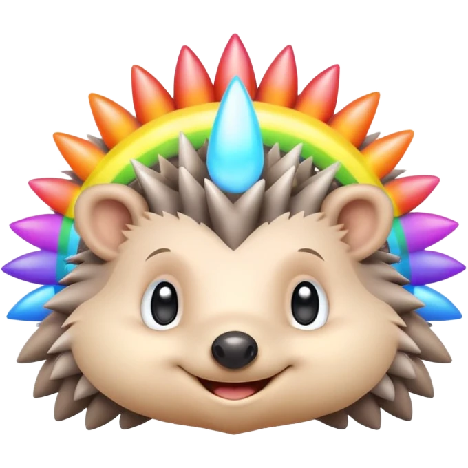 Hedgehog with cloud-like spikes and rainbow halo emoji