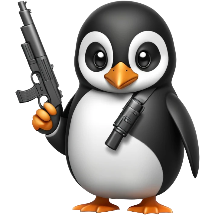 Penguin with gun emoji
