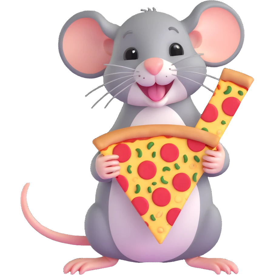 happy rat with a pizza slice emoji