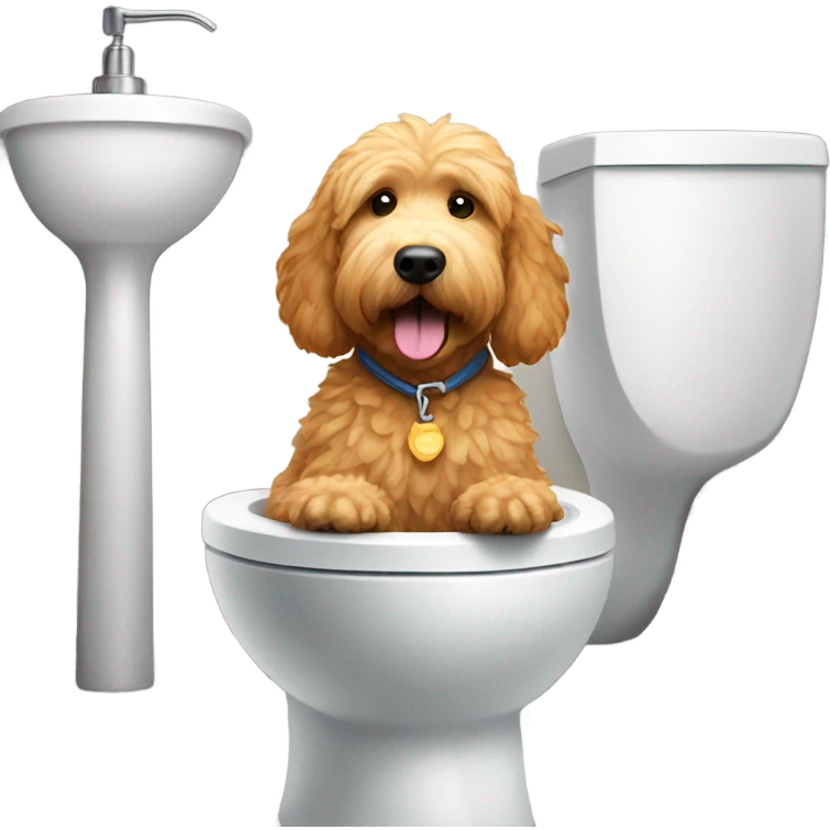 Golden Doodle on toilet emoji