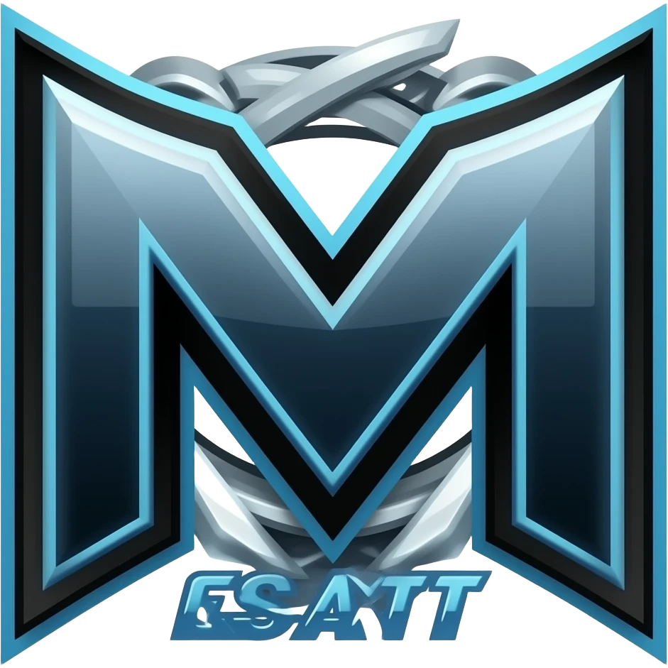 Logo team esport black and blue, no estilo syberpunk com as letras "M" e "R" emoji