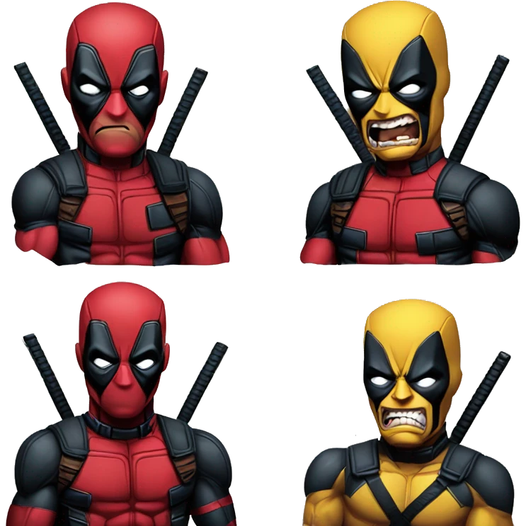 Angry Deadpool with wolverine clowes emoji