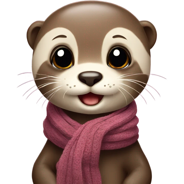 Cute baby otter. Wearing scarf. Full body.  emoji