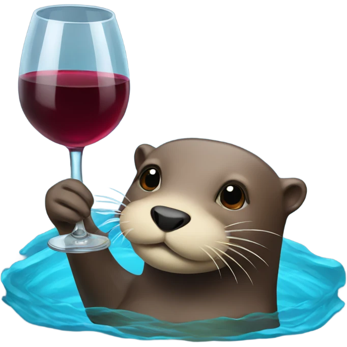 Swimming otter with wine glass emoji