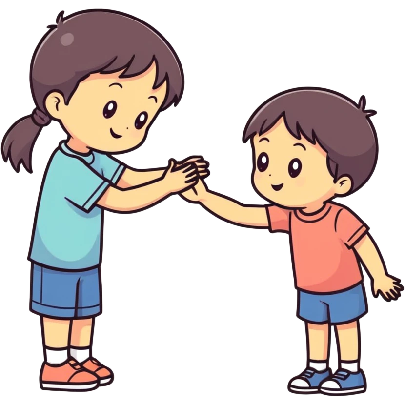 a boy patting his cute little sis emoji