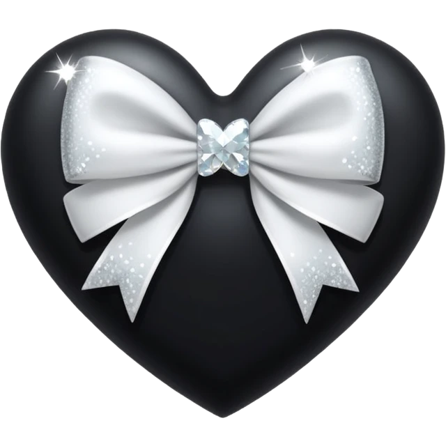black heart with a white bow with sparkles emoji