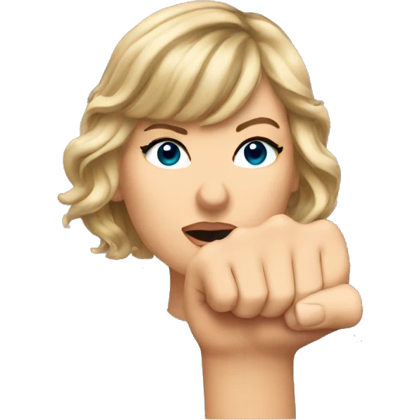 Taylor Swift pointing down with her finger emoji