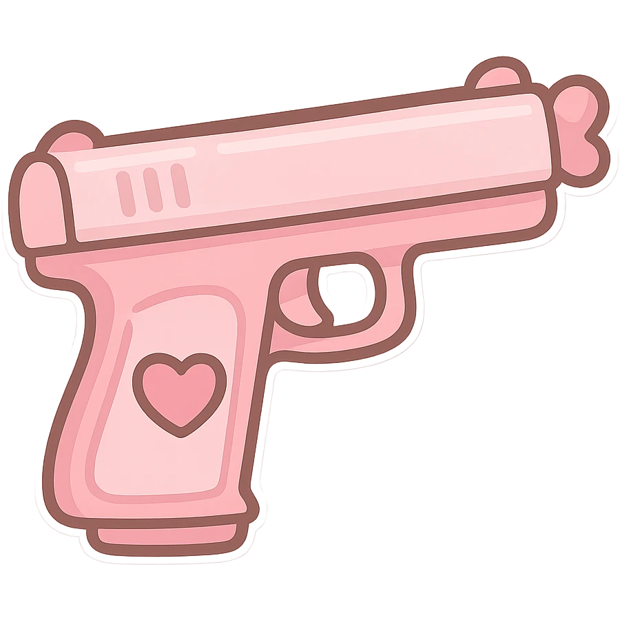 Pink heart pistol, remove background emoji