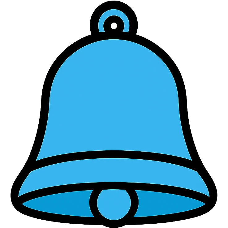 sky blue bell, soft gradients, minimal style emoji