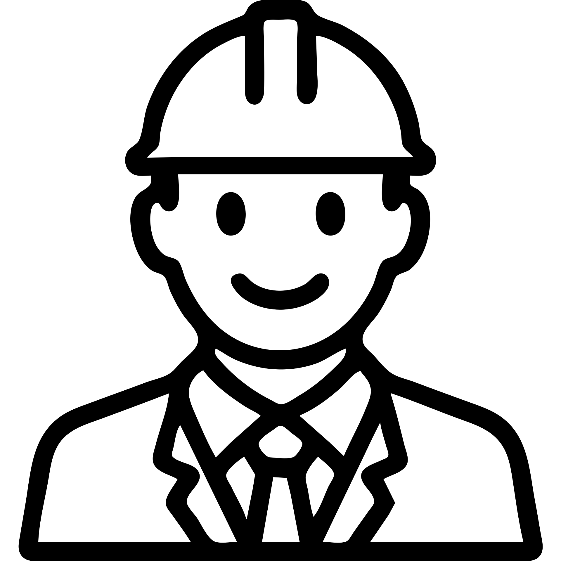 engineer with yellow safety helmet, friendly expression, black outline style emoji