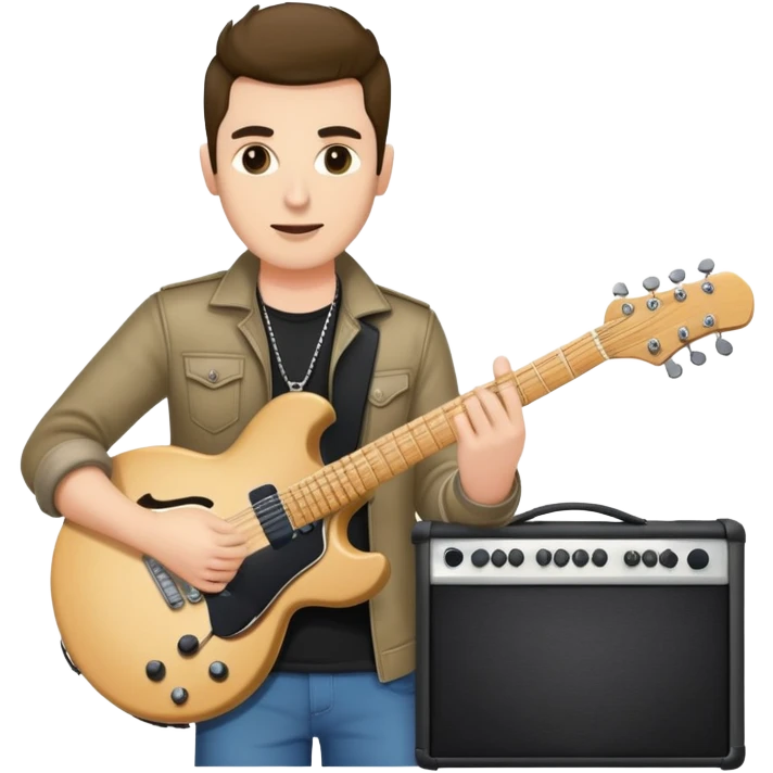 Happy Rock Pop Music Male Musician in his 30s dressed with trendy style emoji