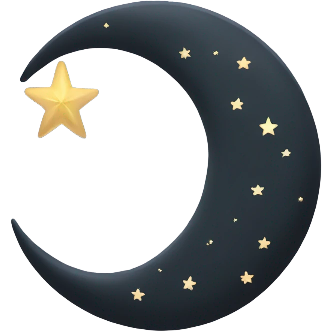 crescent slim moon with little star pretty and sparkling  emoji