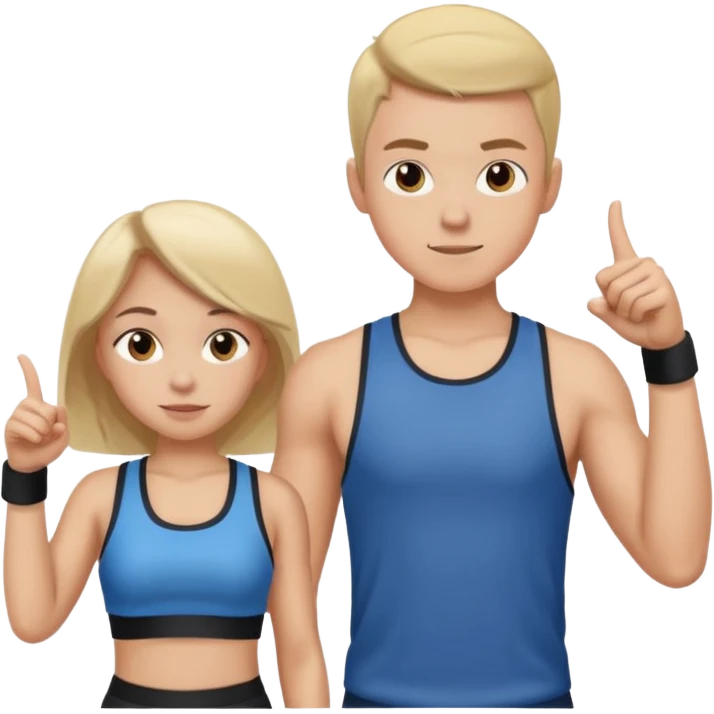Girl and boy in gym clothes who points out emoji