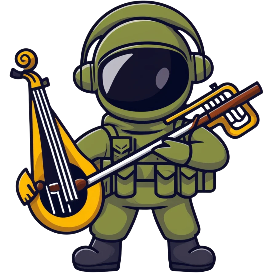 soul soldier character with musical instruments and military-inspired outfit emoji