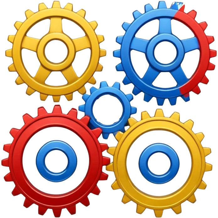 3 cogs made of paint emoji