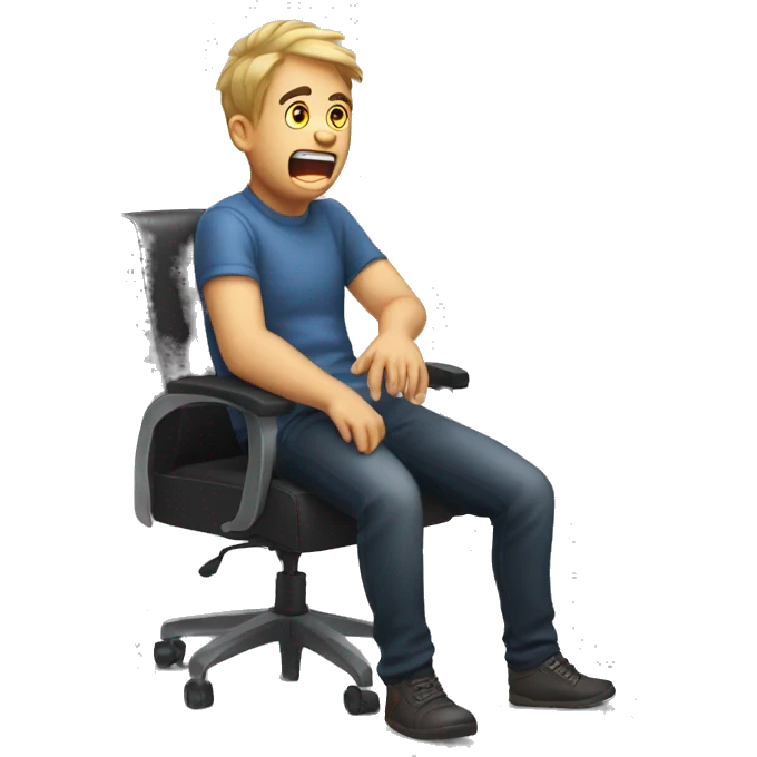 a gamer who falls off from a chair because he laughed too hard emoji
