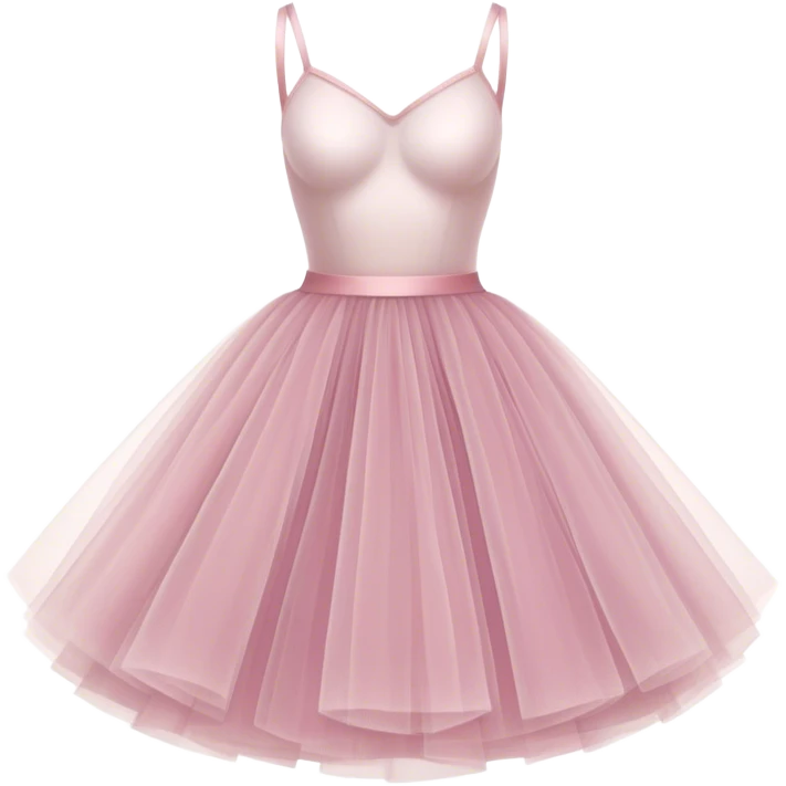Cinematic Realistic Tutu, layers of fine, soft tulle forming a voluminous and airy skirt, delicate folds catching the light, slightly frayed edges adding authenticity, glowing softly with a warm and ethereal elegance. emoji
