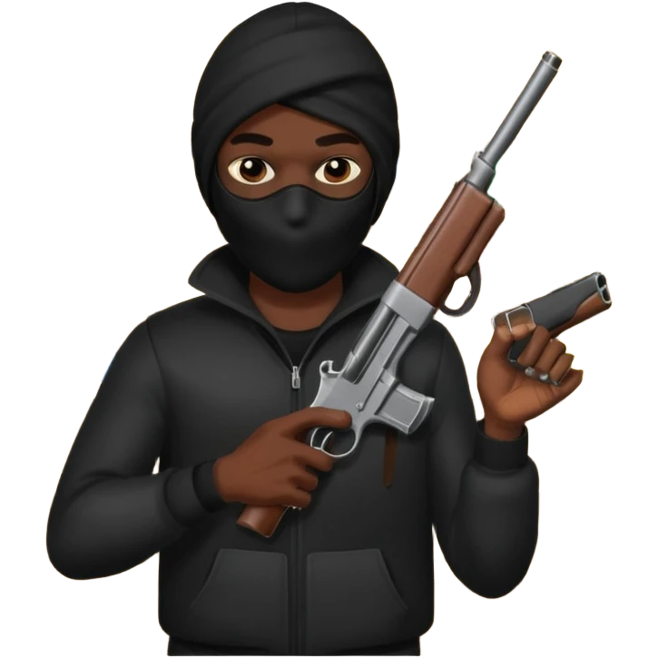Make a black guy robbing store with gun emoji