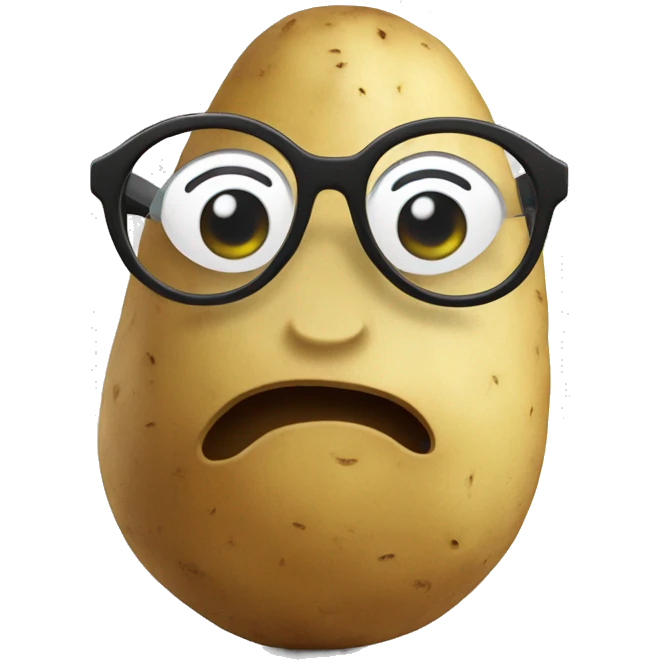 Potato with eyeglasses and hands emoji