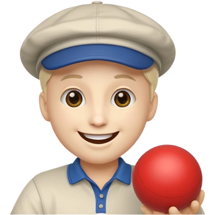 emoji joyeux avec une casquette qui joue avec une boule de pétanque emoji