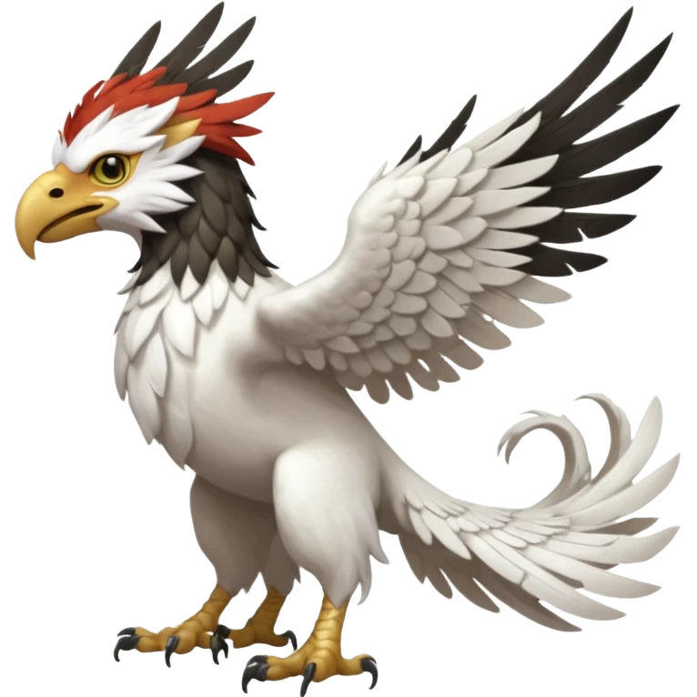 Albino white-furred Gryphon-Silvally-griffin-chimera-hybrid, full body emoji