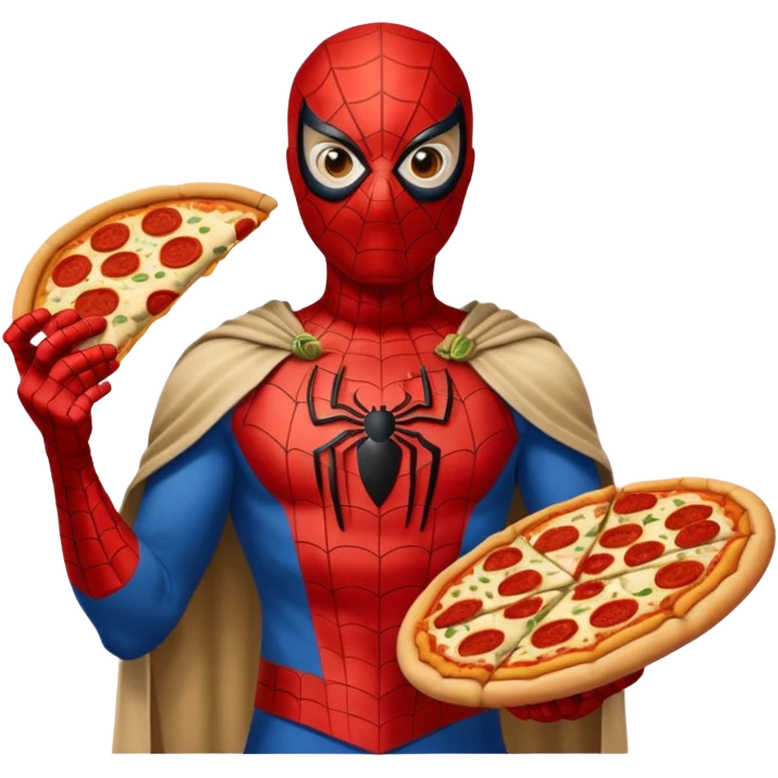spiderman, wearing ancient custome, with pizza emoji