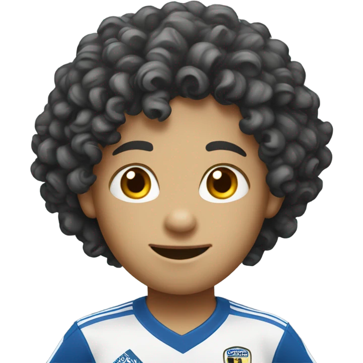 white kid black curly hairplaying soccer  emoji