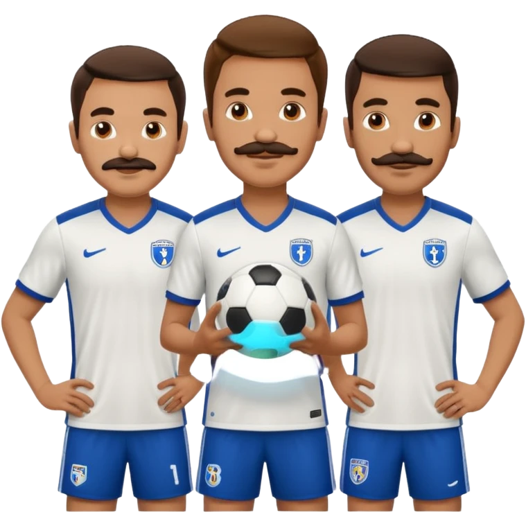 soccer players with mustache holding soccer ball emoji