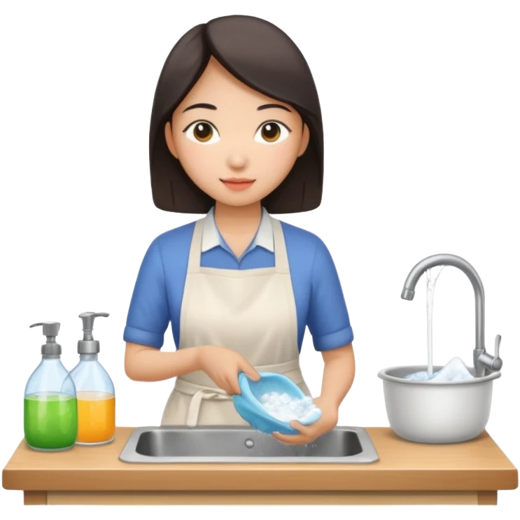 aisan Woman washing dishes emoji